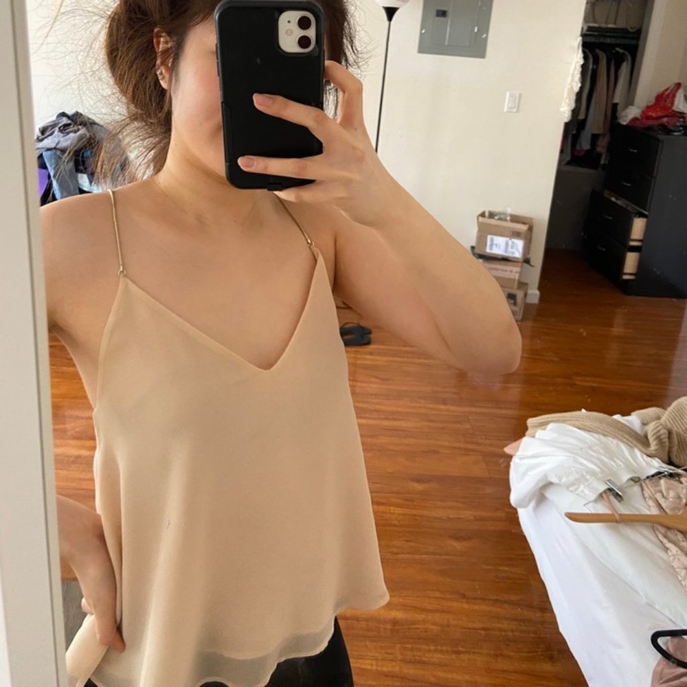 Nude Pink H&M Gold Chain Strap Blouse